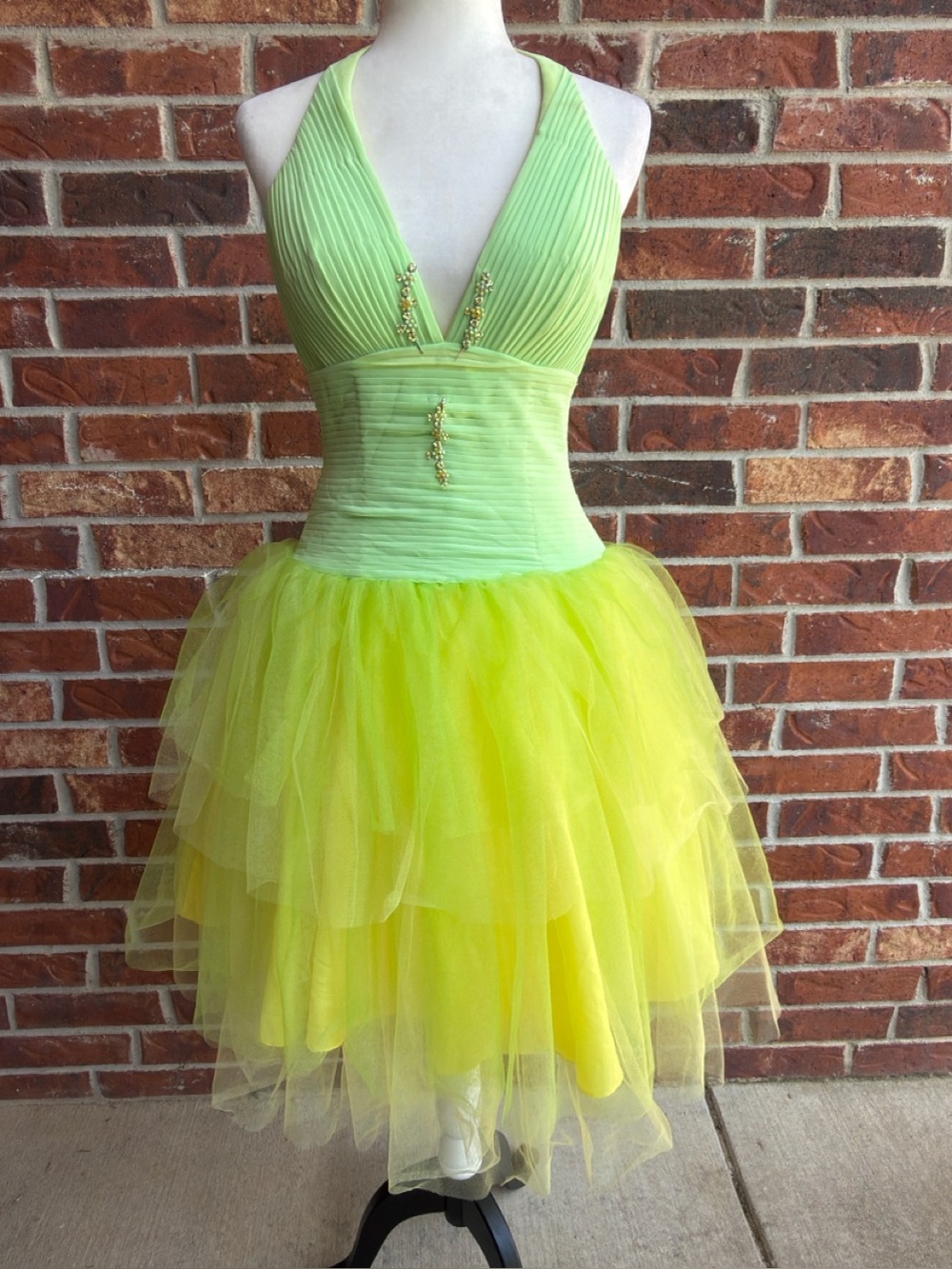 Vintage Party Time Fairy Tinker Bell Halter Prom Dress Whimsical